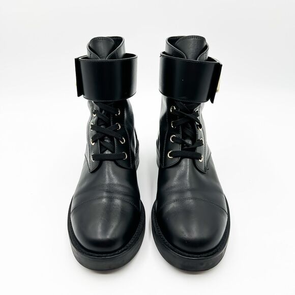 Louis Vuitton LV Wonderland Ranger Black Leather Combat Ankle Boots Size 37, 7 - Picture 2 of 14
